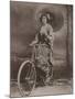 Girl on Bicycle, Dressed in the Japanese Fashion-null-Mounted Photographic Print