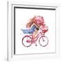 Girl on Bike. Bicycle. Bike. Peony. Peonies. this Picture Can Be Used as a Background , an Independ-JulAndersen-Framed Art Print