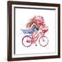 Girl on Bike. Bicycle. Bike. Peony. Peonies. this Picture Can Be Used as a Background , an Independ-JulAndersen-Framed Art Print