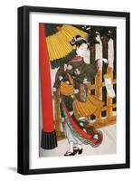 Girl on Her Way to the Shinto Shrine on a Stormy Night, 18th Century-Suzuki Harunobu-Framed Giclee Print