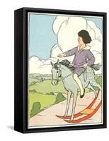 Girl on Rocking Horse-null-Framed Stretched Canvas