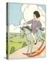 Girl on Rocking Horse-null-Stretched Canvas