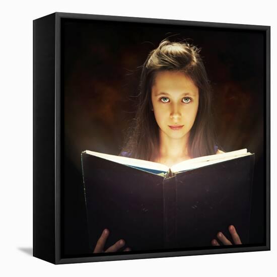 Girl Opened a Magic Book-conrado-Framed Stretched Canvas