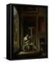 Girl Peeling an Apple-Cornelis Bisschop-Framed Stretched Canvas