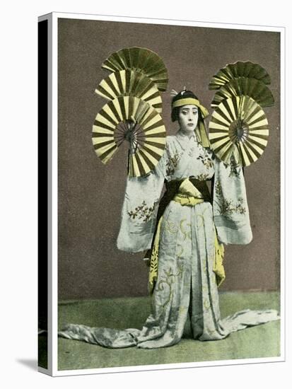 Girl Performing a Fan Dance, Japan, 1904-null-Stretched Canvas