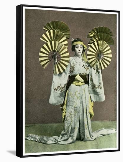 Girl Performing a Fan Dance, Japan, 1904-null-Framed Stretched Canvas