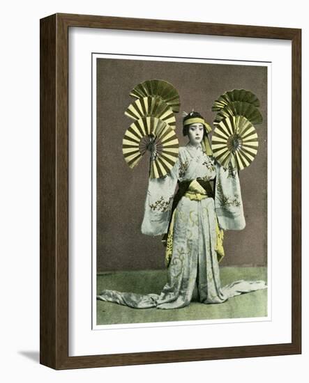 Girl Performing a Fan Dance, Japan, 1904-null-Framed Giclee Print