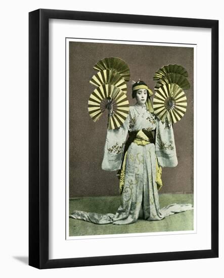 Girl Performing a Fan Dance, Japan, 1904-null-Framed Giclee Print