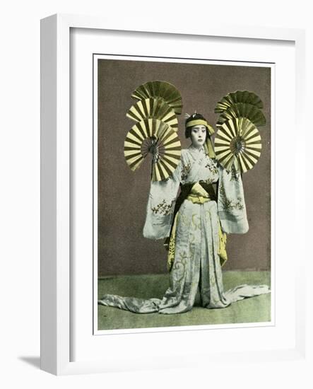 Girl Performing a Fan Dance, Japan, 1904-null-Framed Giclee Print