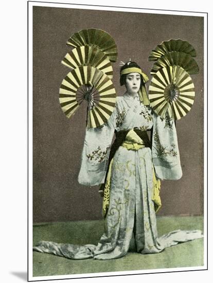 Girl Performing a Fan Dance, Japan, 1904-null-Mounted Giclee Print