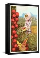 Girl Picking Cherries-null-Framed Stretched Canvas