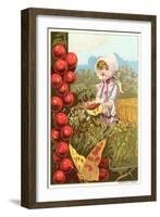 Girl Picking Cherries-null-Framed Art Print