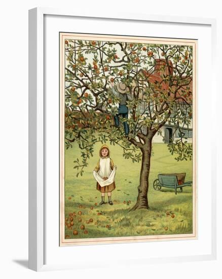 Girl Picks Fruit 1881-Thomas Crane-Framed Art Print