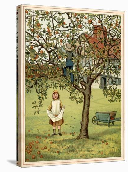 Girl Picks Fruit 1881-Thomas Crane-Stretched Canvas