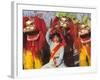 Girl Playing Lion Dance for Chinese New Year, Beijing, China-Keren Su-Framed Photographic Print