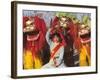 Girl Playing Lion Dance for Chinese New Year, Beijing, China-Keren Su-Framed Photographic Print