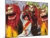 Girl Playing Lion Dance for Chinese New Year, Beijing, China-Keren Su-Mounted Photographic Print