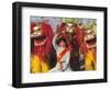 Girl Playing Lion Dance for Chinese New Year, Beijing, China-Keren Su-Framed Photographic Print