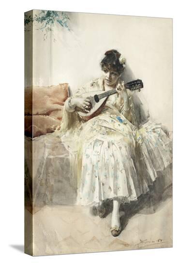 Girl Playing Mandolin, 1884-Anders Zorn-Stretched Canvas