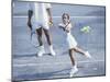 Girl Playing Tennis Under Supervision of a Coach-null-Mounted Photographic Print