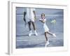 Girl Playing Tennis Under Supervision of a Coach-null-Framed Photographic Print