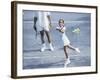 Girl Playing Tennis Under Supervision of a Coach-null-Framed Photographic Print