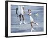 Girl Playing Tennis Under Supervision of a Coach-null-Framed Photographic Print