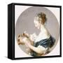 Girl Playing with a Dog and a Cat (Said to Be Marie-Madeline Colombe)-Jean-Honoré Fragonard-Framed Stretched Canvas