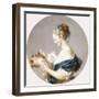 Girl Playing with a Dog and a Cat (Said to Be Marie-Madeline Colombe)-Jean-Honoré Fragonard-Framed Giclee Print