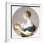 Girl Playing with a Dog and a Cat (Said to Be Marie-Madeline Colombe)-Jean-Honoré Fragonard-Framed Giclee Print