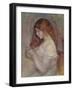 Girl Playing with Her Hair-Pierre-Auguste Renoir-Framed Giclee Print