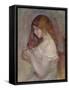 Girl Playing with Her Hair-Pierre-Auguste Renoir-Framed Stretched Canvas