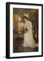 Girl Playing with Solitaire (Oil on Canvas)-Frank Weston Benson-Framed Giclee Print