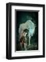 Girl Pond Fireflies & Unicorn-null-Framed Art Print