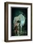 Girl Pond Fireflies & Unicorn-null-Framed Art Print