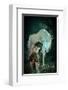 Girl Pond Fireflies & Unicorn-null-Framed Art Print