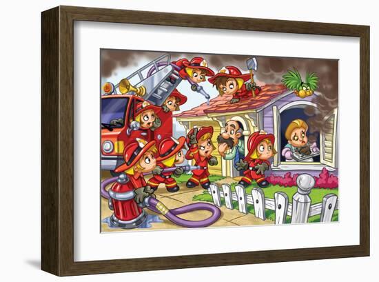 Girl Power - Firefighters-null-Framed Art Print