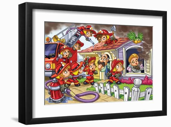 Girl Power - Firefighters-null-Framed Art Print