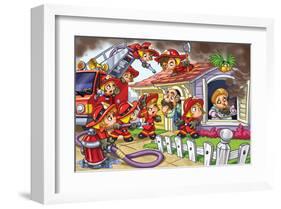 Girl Power - Firefighters-null-Framed Art Print