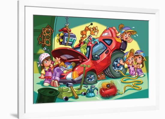 Girl Power - Mechanics-null-Framed Premium Giclee Print