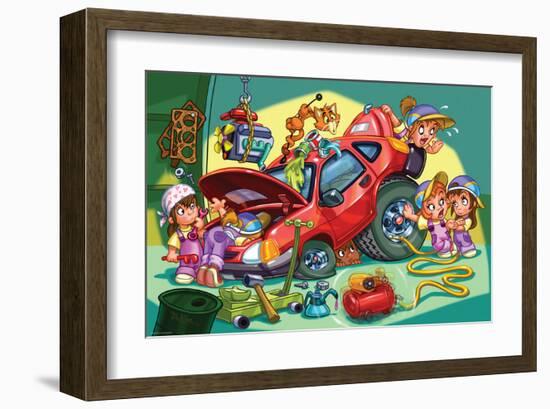 Girl Power - Mechanics-null-Framed Art Print