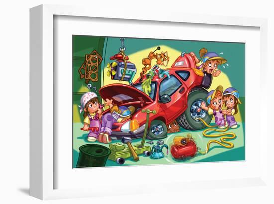 Girl Power - Mechanics-null-Framed Art Print