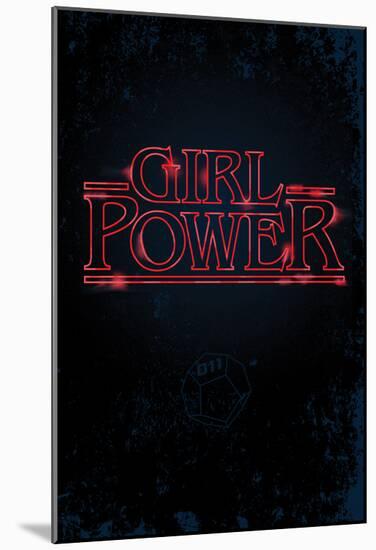 Girl Power (Vertical Neon Glow)-null-Mounted Poster