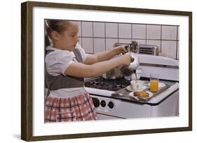 Girl Preparing Breakfast in Kitchen-William P. Gottlieb-Framed Photographic Print