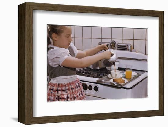 Girl Preparing Breakfast in Kitchen-William P. Gottlieb-Framed Photographic Print