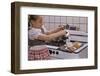 Girl Preparing Breakfast in Kitchen-William P. Gottlieb-Framed Photographic Print