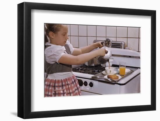 Girl Preparing Breakfast in Kitchen-William P. Gottlieb-Framed Photographic Print