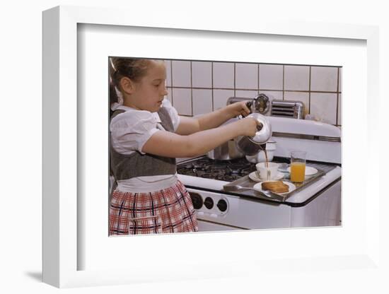 Girl Preparing Breakfast in Kitchen-William P. Gottlieb-Framed Photographic Print