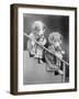 Girl Puppies and Dolls-null-Framed Photographic Print