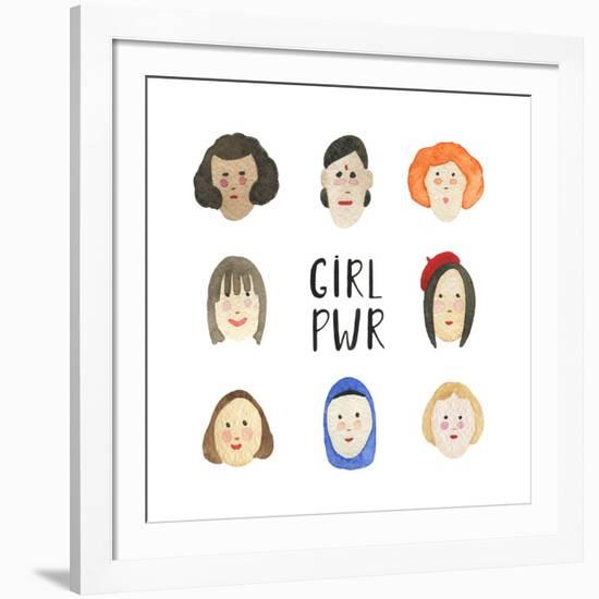 Girl Pwr - Set of Faces-Maria Mirnaya-Framed Art Print